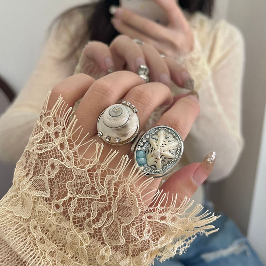 Vacation Style Snail Shell Wide Round Ring