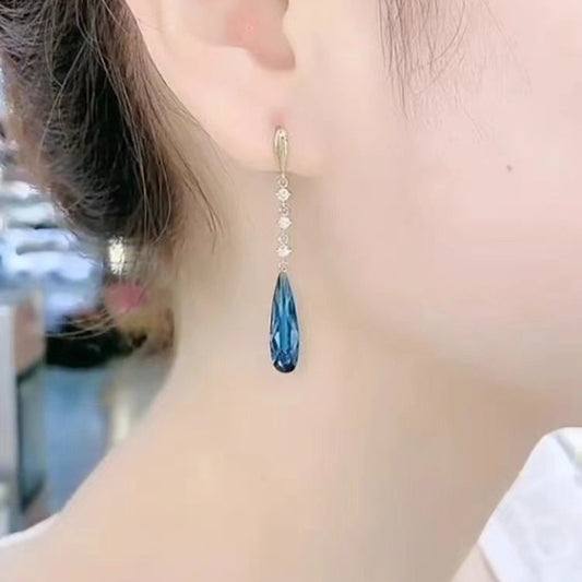 Copper Plating 14K Gold 925 Silver Needle Summer Water-drop Eardrops