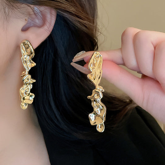 Women's High-grade Metal Lava Irregular Earrings Necklace