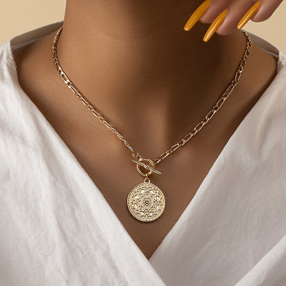 Minimalist Pendant Necklace - Premium Geometric Metal Tag Design In Gold & Silver, Dainty Layered Chain, Trendy Ins Aesthetic Collarbone Jewelry