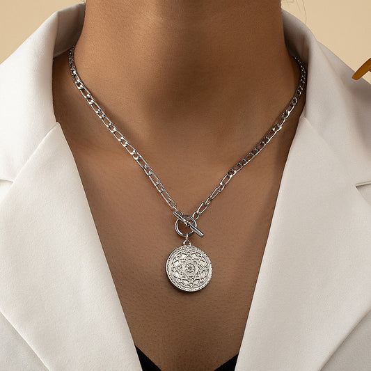 Minimalist Pendant Necklace - Premium Geometric Metal Tag Design In Gold & Silver, Dainty Layered Chain, Trendy Ins Aesthetic Collarbone Jewelry
