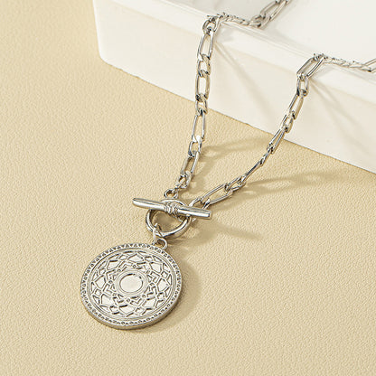 Minimalist Pendant Necklace - Premium Geometric Metal Tag Design In Gold & Silver, Dainty Layered Chain, Trendy Ins Aesthetic Collarbone Jewelry