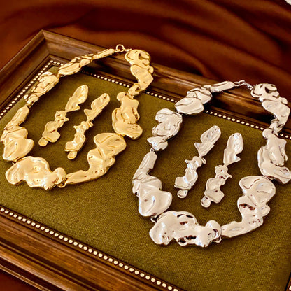 Women's High-grade Metal Lava Irregular Earrings Necklace