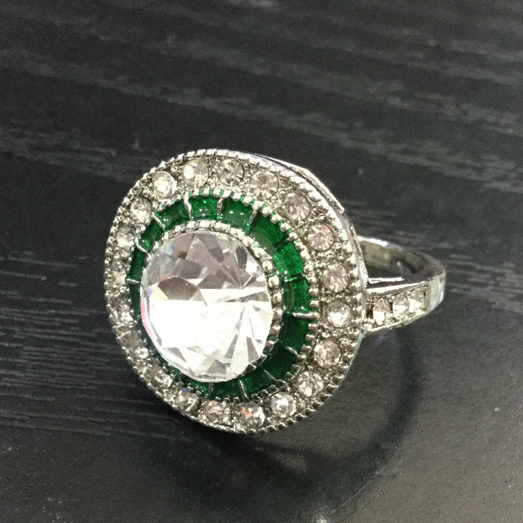 Copper Plate Inlaid Zircon Ring