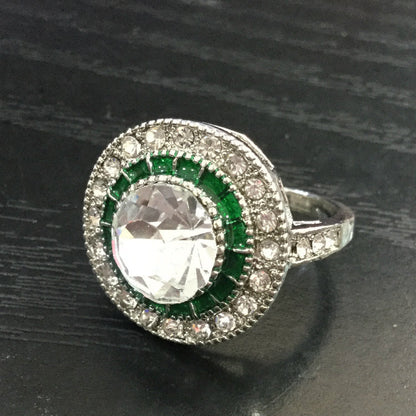 Copper Plate Inlaid Zircon Ring