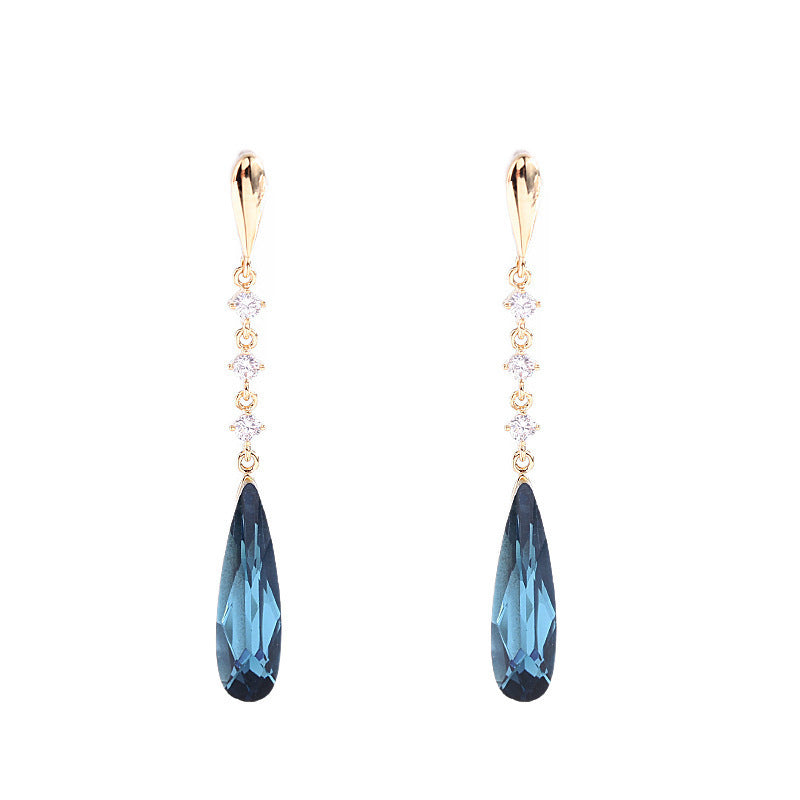 Copper Plating 14K Gold 925 Silver Needle Summer Water-drop Eardrops