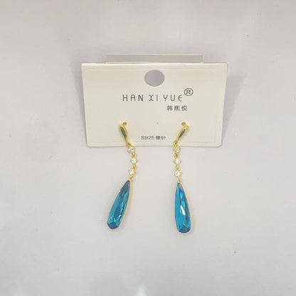 Copper Plating 14K Gold 925 Silver Needle Summer Water-drop Eardrops