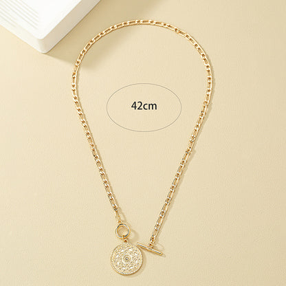Minimalist Pendant Necklace - Premium Geometric Metal Tag Design In Gold & Silver, Dainty Layered Chain, Trendy Ins Aesthetic Collarbone Jewelry
