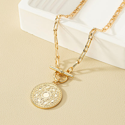 Minimalist Pendant Necklace - Premium Geometric Metal Tag Design In Gold & Silver, Dainty Layered Chain, Trendy Ins Aesthetic Collarbone Jewelry